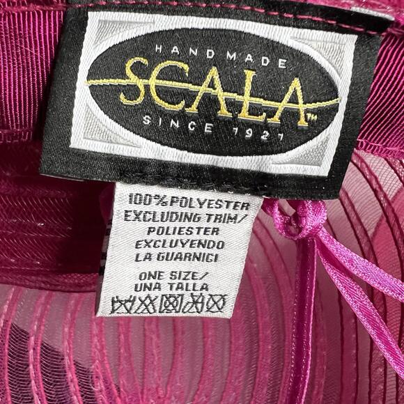 Scala Hat Cap Fitted Womens One Size Pink Mesh Wide Brim Church Wedding Derby main image 5